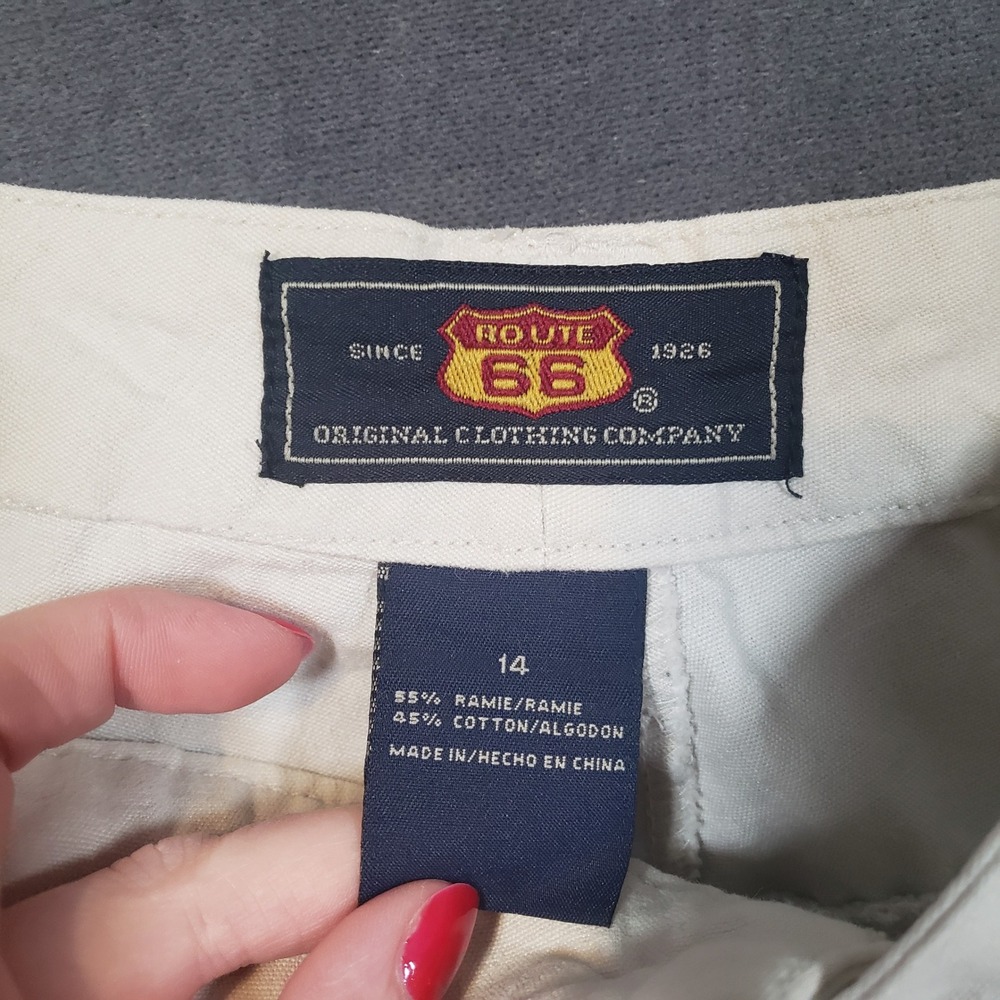 Route 66 Cargo Pants Womens 14 Cream Ramie Cotton Straight Leg Utility - Picture 4 of 9